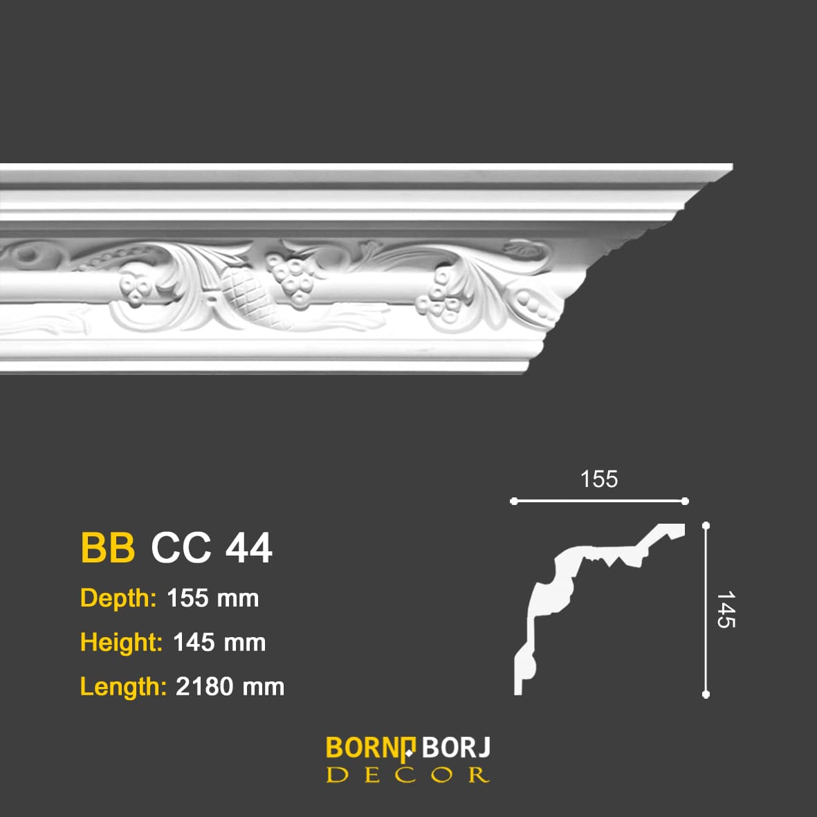 ابزار گلویی پلی یورتان, Carving Cornice Lvy Flowers, ابزار گلویی طرح پیچک Carving Cornice Ivy BB-CC 44, ابزار سقفی پلی یورتان ,ابزار سقفی پلی یورتان